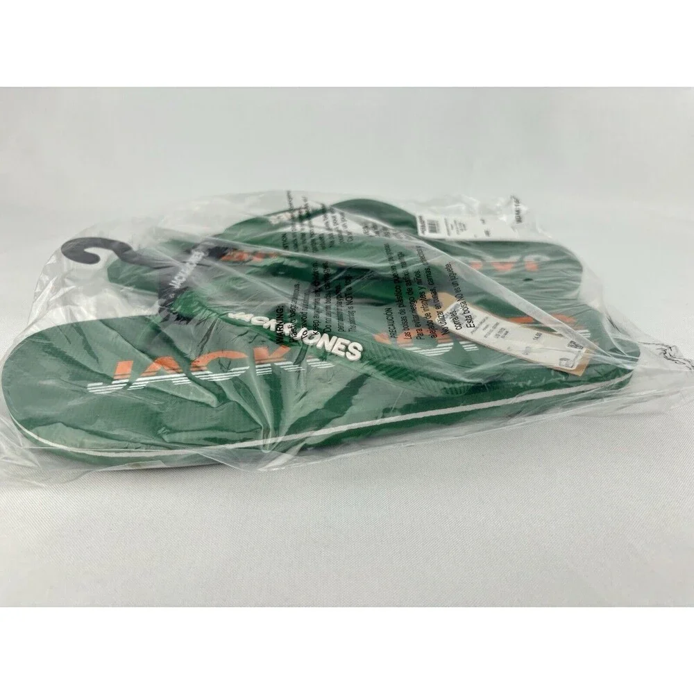 JACK & JONES Premium Flip Flops Sandals Amazon Green Orange‎ Logo Size 11/12